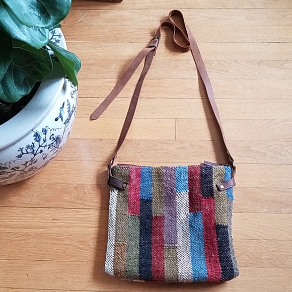 Vintage Handbags - Vintage kilim wool  patchwork crossbody bag
